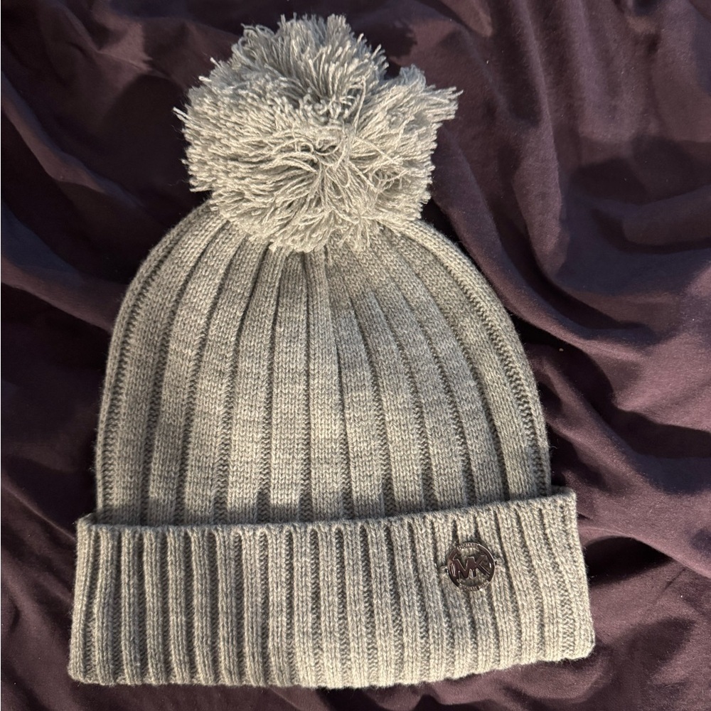 Michael Kors Gray Knit Pom-Pom Hat